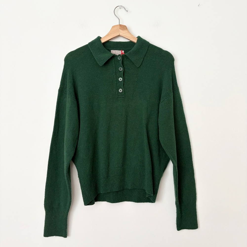 SOLD-J.crew long sleeve wool blend sweater polo - Picture 3 of 6